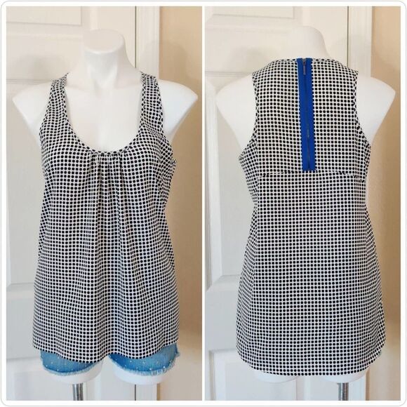 Vince Camuto polka dot zip back sleeveless top S - Picture 1 of 9